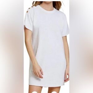 Nation LTD White Short Sleeve Tee with Button Accents